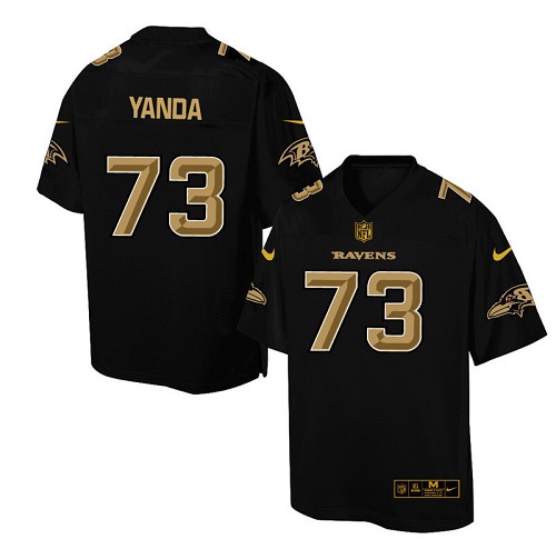 Men's Elite Marshal Yanda Nike Jersey Black - #73 Pro Line Gold Collection NFL Baltimore Ravens